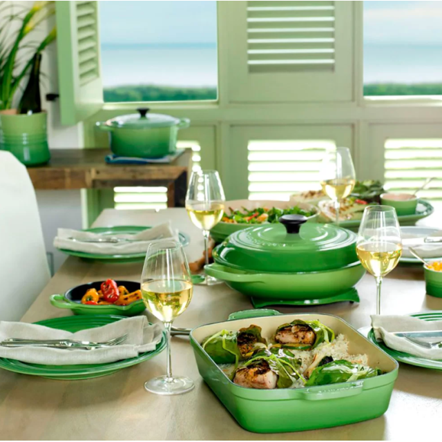 Кастрюля круглая 28 см Пальмовый, стальная ручка, Le Creuset, 21177284262430, Чугун
