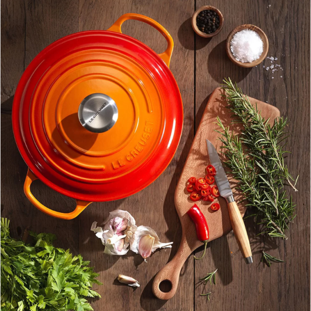 Кастрюля круглая 18 см Огненная лава, стальная ручка, Le Creuset, 21177180902430, Чугун