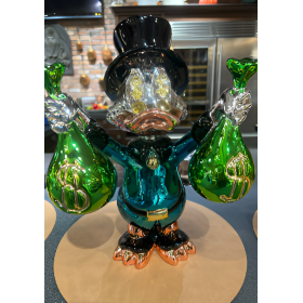 Скульптура Scrooge McDuck с зелеными мешками, бирюзовый, h40 см, хром/резина, Naor, Франция